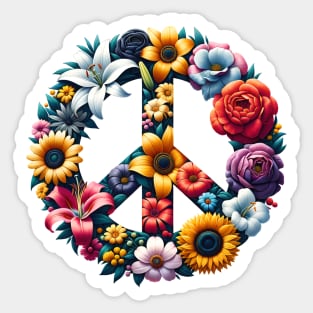 Peace Symbol with Flowers Sticker